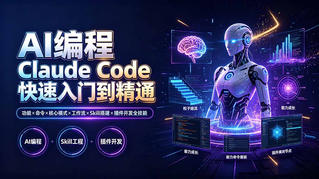 （19306期）AI编程 Claude Code快速入门到精通：功能×命令×核心模式×工作流×Skill搭建×插件开发全技能-低成本创业项目大全｜短视频带货+AI副业变现｜知行创业网