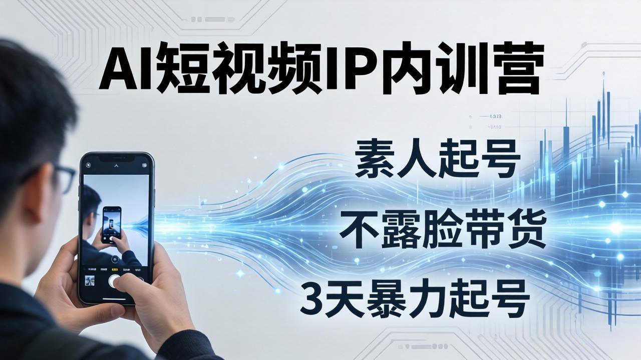 (19208期)2026AI短视频IP内训营-更新:从素人起号到不露脸带货,3天暴力起号全流程拆解-低成本创业项目大全|短视频带货+AI副业变现|知行创业网