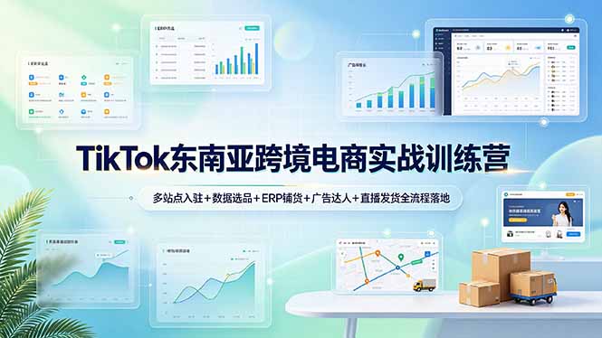 （19155期）TikTok东南亚跨境电商实战训练营：多站点入驻+数据选品+ERP铺货+广告达人+直播发货全流程落地-低成本创业项目大全｜短视频带货+AI副业变现｜知行创业网