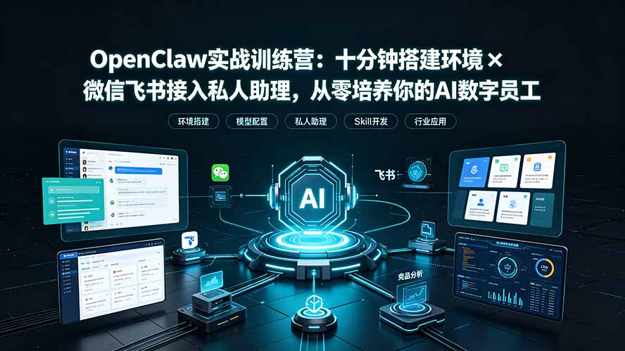 (19287期)OpenClaw实战特训营:十分钟搭建环境×微信飞书接入私人助理,从零培养你的AI数字员工-低成本创业项目大全|短视频带货+AI副业变现|知行创业网