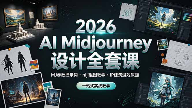 (19209期)2026 AI Midjourney设计全套课,MJ参数提示词niji混图教学,IP建筑游戏原画一站式实战教学-低成本创业项目大全|短视频带货+AI副业变现|知行创业网