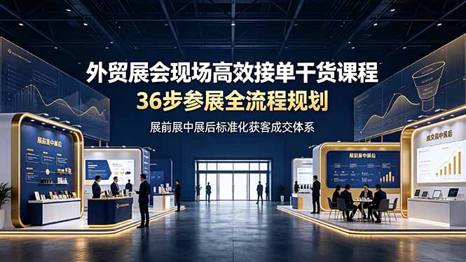 (19157期)外贸展会现场高效接单干货课程,36步参展全流程规划,展前展中展后标准化获客成交体系-低成本创业项目大全|短视频带货+AI副业变现|知行创业网