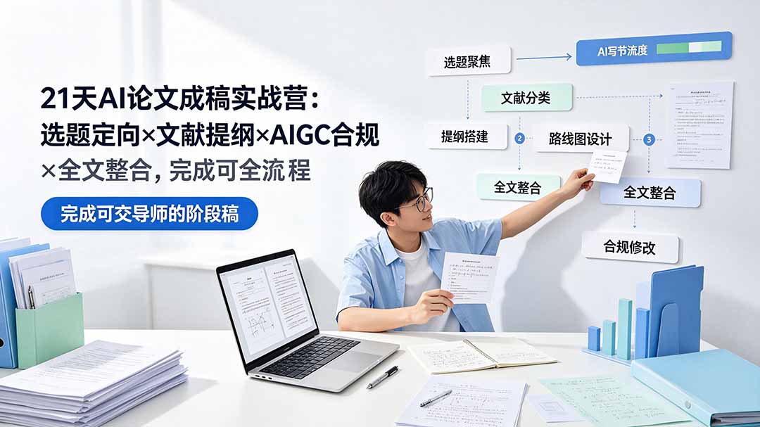 （19334期）21天AI论文成稿实战营：选题定向×文献提纲×AIGC合规×全文整合，完成可交导师的阶段稿-低成本创业项目大全｜短视频带货+AI副业变现｜知行创业网