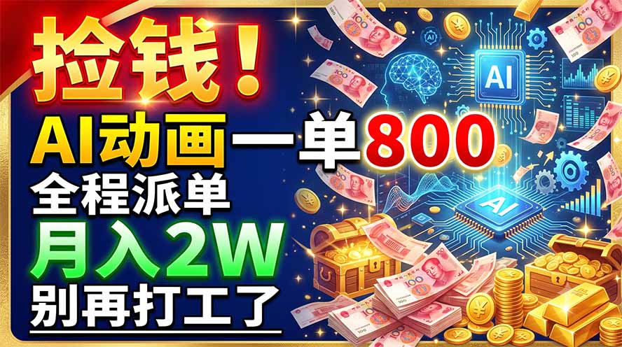 （19330期）捡钱！AI动画一单800，全程派单，月入2W，别再打工了-低成本创业项目大全｜短视频带货+AI副业变现｜知行创业网