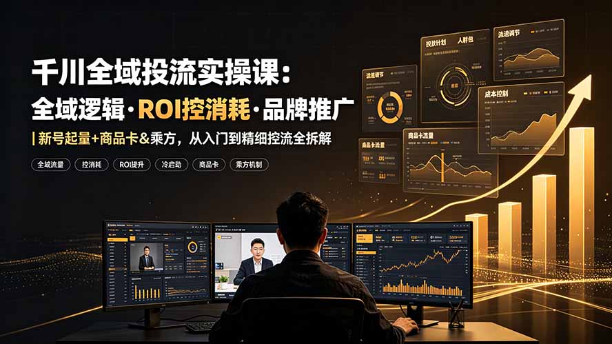 (19249期)千川全域投流实操课:全域逻辑·ROI控消耗·品牌推广|新号起量+商品卡&乘方,从入门到精细控流全拆解-低成本创业项目大全|短视频带货+AI副业变现|知行创业网