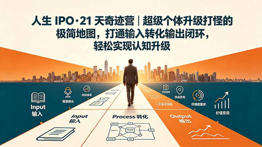 （19532期）人生 IPO-21 天奇迹营｜超级个体升级打怪的极简地图，打通输入转化输出闭环，轻松实现认知升级-低成本创业项目大全｜短视频带货+AI副业变现｜知行创业网