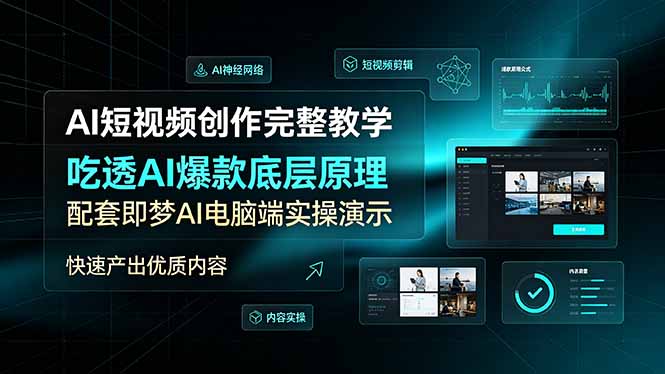 （19196期）AI短视频创作完整教学，吃透AI爆款底层原理，配套即梦AI电脑端实操演示，快速产出优质内容-低成本创业项目大全｜短视频带货+AI副业变现｜知行创业网