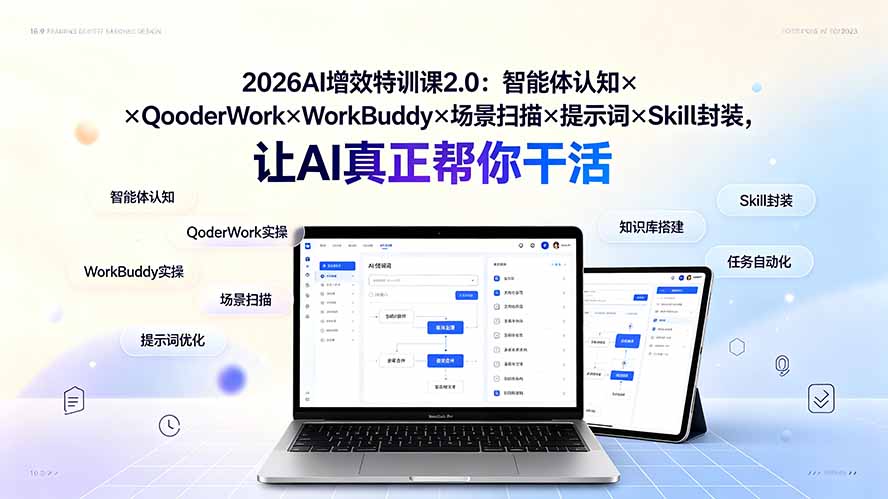 （19368期）2026AI增效特训课2.0：智能体认知×QoderWork×WorkBuddy×场景扫描×提示词×Skill封装，让AI真正帮你干活-低成本创业项目大全｜短视频带货+AI副业变现｜知行创业网