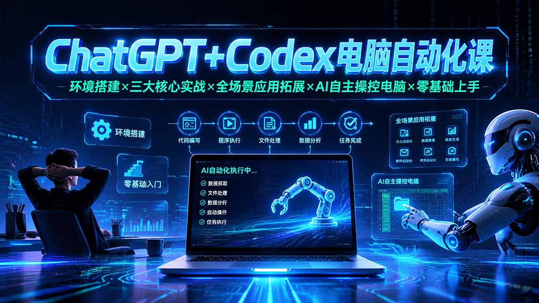 （19583期）ChatGPT+Codex电脑自动化课：环境搭建×三大核心实战×全场景应用拓展×AI自主操控电脑×零基础上手-低成本创业项目大全｜短视频带货+AI副业变现｜知行创业网