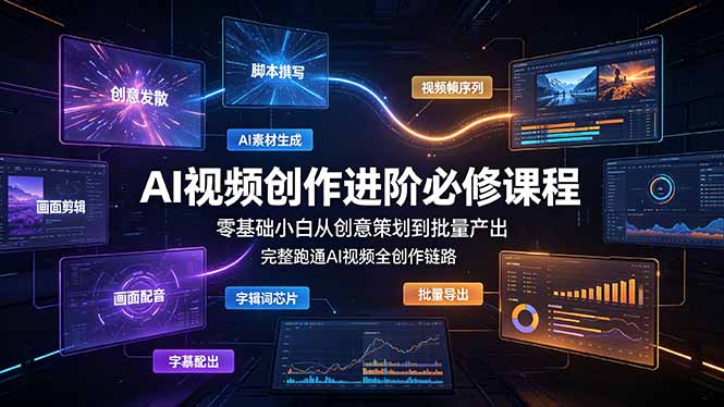 （19159期）AI视频创作进阶必修课程：零基础小白从创意策划到批量产出，完整跑通AI视频全创作链路-低成本创业项目大全｜短视频带货+AI副业变现｜知行创业网