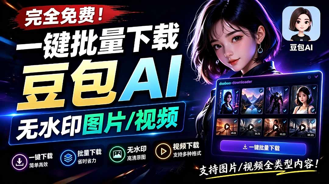 （19355期）Github最新发布！一键批量下载豆包AI无水印图片/视频，简单易用，自动解析提示词，doubao-downloader-低成本创业项目大全｜短视频带货+AI副业变现｜知行创业网