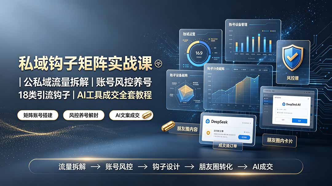 （19321期）私域钩子矩阵实战课〓公私域流量拆解｜账号风控养号｜18类引流钩子｜AI工具成交全套教程-低成本创业项目大全｜短视频带货+AI副业变现｜知行创业网