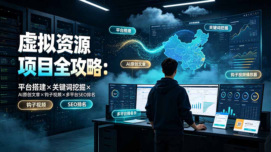 （19322期）虚拟资源项目全攻略：平台搭建×关键词挖掘×AI原创文章×钩子视频×多平台SEO排名-低成本创业项目大全｜短视频带货+AI副业变现｜知行创业网