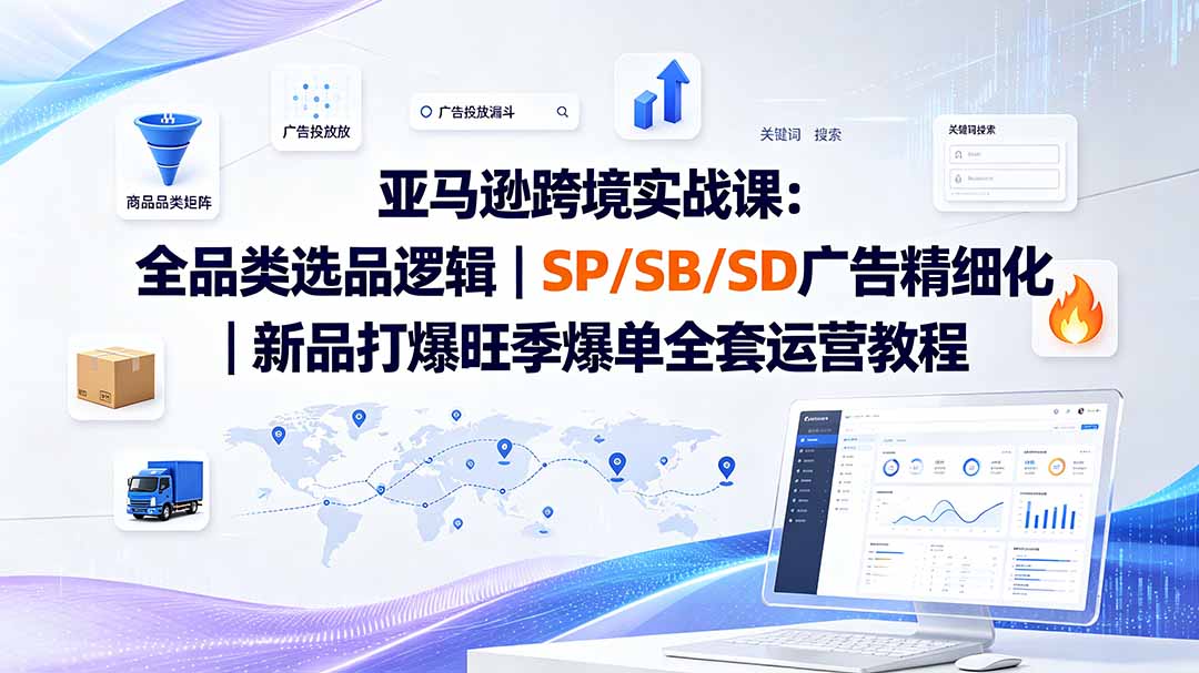 （19563期）亚马逊跨境实战课-更新：全品类选品逻辑｜SP/SB/SD广告精细化｜新品打爆旺季爆单全套运营教程-低成本创业项目大全｜短视频带货+AI副业变现｜知行创业网