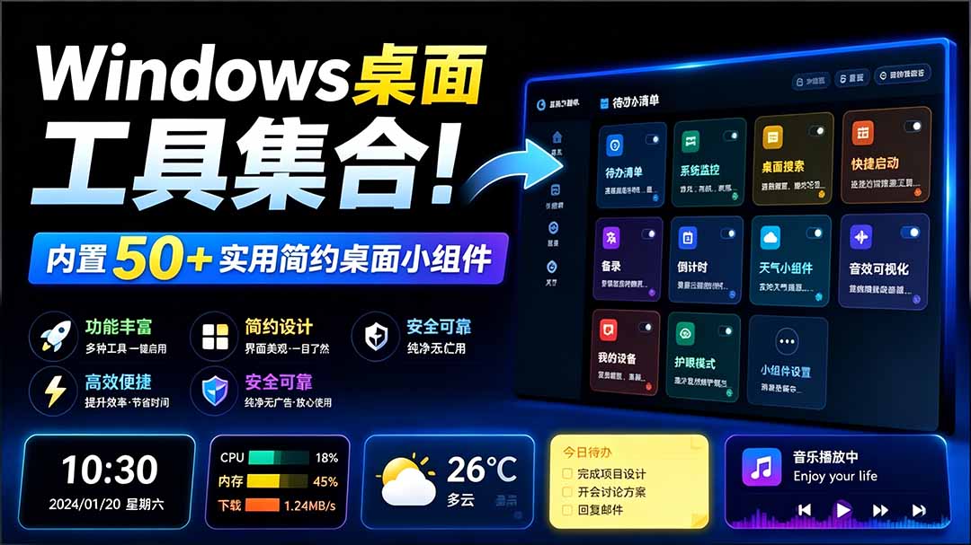 （19585期）Windows桌面工具集合！内置50+实用简约桌面小组件，含截图、录屏、翻译、天气等，多秘工具箱-低成本创业项目大全｜短视频带货+AI副业变现｜知行创业网