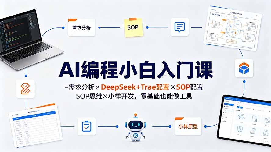 （19539期）AI编程小白入门课-需求分析×DeepSeek+Trae配置×SOP思维×小样开发，零基础也能做工具-低成本创业项目大全｜短视频带货+AI副业变现｜知行创业网