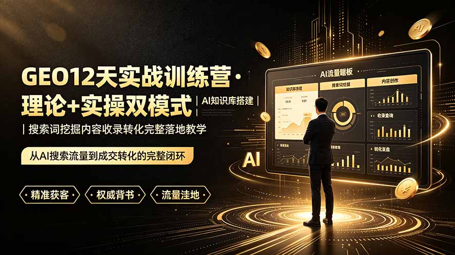 （19277期）GEO12天实战训练营·理论+实操双模式｜AI知识库搭建｜搜索词挖掘内容收录转化完整落地教学-低成本创业项目大全｜短视频带货+AI副业变现｜知行创业网