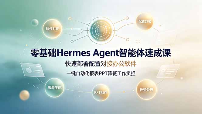 （19156期）零基础Hermes Agent智能体速成课，快速部署配置对接办公软件；一键自动化报表PPT降低工作负担-低成本创业项目大全｜短视频带货+AI副业变现｜知行创业网