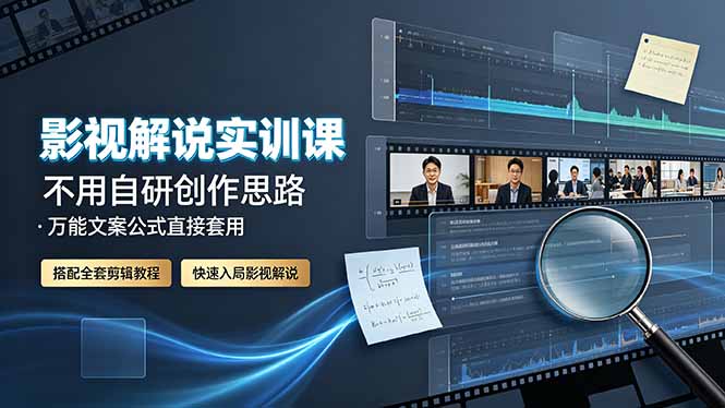 （19183期）影视解说实训课：不用自研创作思路，万能文案公式直接套用，搭配全套剪辑教程，快速入局影视解说-低成本创业项目大全｜短视频带货+AI副业变现｜知行创业网