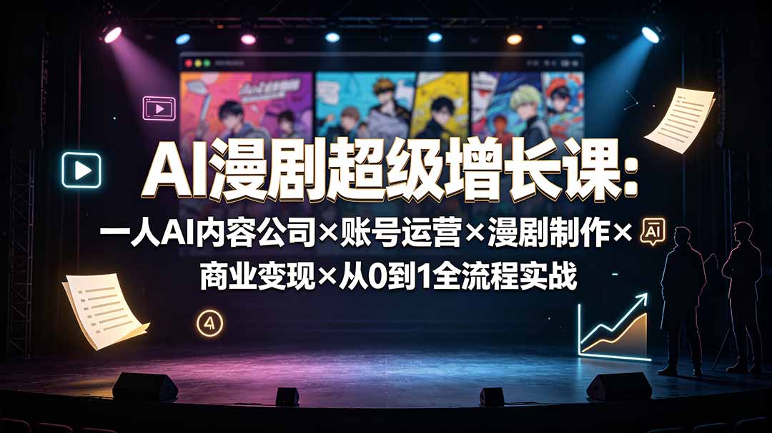 （19553期）AI漫剧超级增长课：一人AI内容公司×账号运营×漫剧制作×商业变现×从0到1全流程实战-低成本创业项目大全｜短视频带货+AI副业变现｜知行创业网