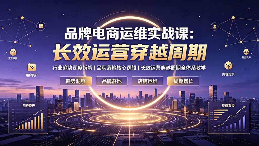 (19340期)品牌电商运维实战课:行业趋势深度拆解|品牌落地核心逻辑|长效运营穿越周期全体系教学-低成本创业项目大全|短视频带货+AI副业变现|知行创业网