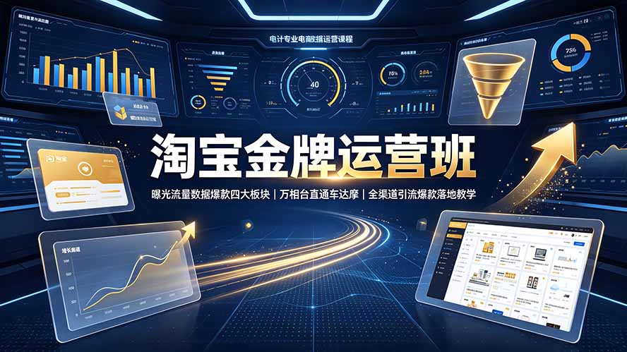 (19434期)淘宝金牌运营班-7月:曝光流量数据爆款四大板块|万相台直通车达摩|全渠道引流爆款落地教学-低成本创业项目大全|短视频带货+AI副业变现|知行创业网