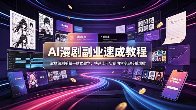 （19157期）AI漫剧副业速成教程，取材编剧剪辑一站式教学；快速上手实现内容变现接单增收-低成本创业项目大全｜短视频带货+AI副业变现｜知行创业网