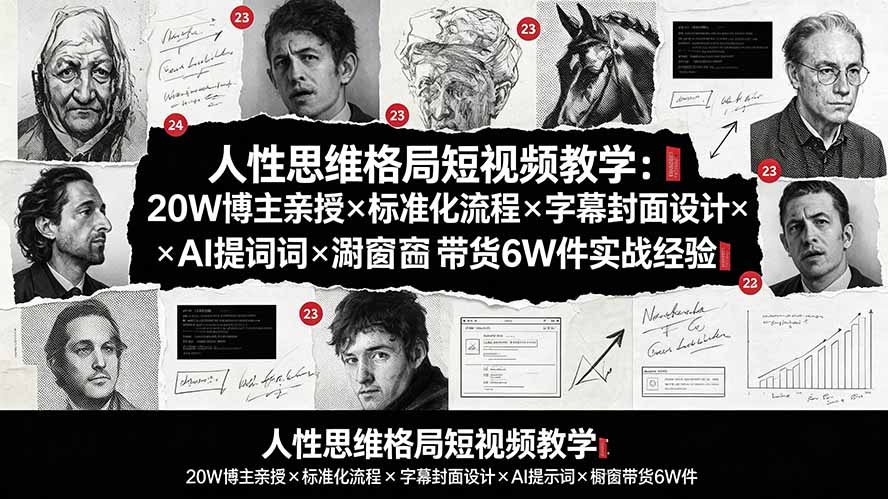 （19538期）人性思维格局短视频教学：20W博主亲授×标准化流程×字幕封面设计×AI提示词×橱窗带货6W件实战经验-低成本创业项目大全｜短视频带货+AI副业变现｜知行创业网