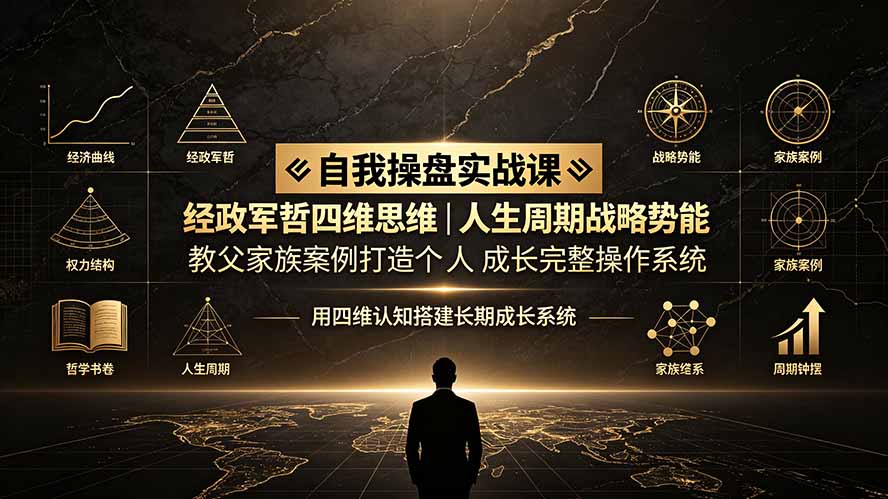 （19398期）自我操盘实战课：经政军哲四维思维｜人生周期战略势能｜教父家族案例打造个人成长完整操作系统-低成本创业项目大全｜短视频带货+AI副业变现｜知行创业网