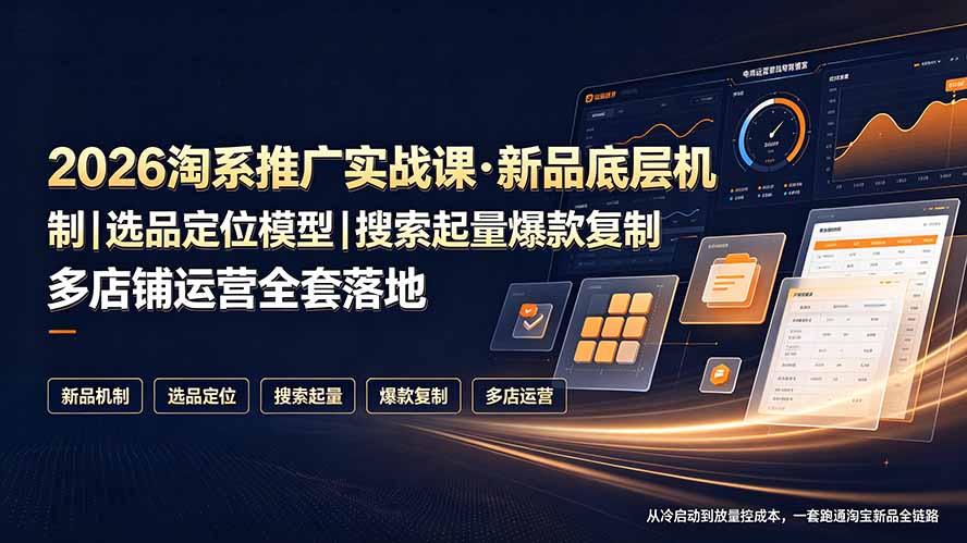 （19272期）2026淘系推广实战课·新品底层机制｜选品定位模型｜搜索起量爆款复制多店铺运营全套落地教程-低成本创业项目大全｜短视频带货+AI副业变现｜知行创业网