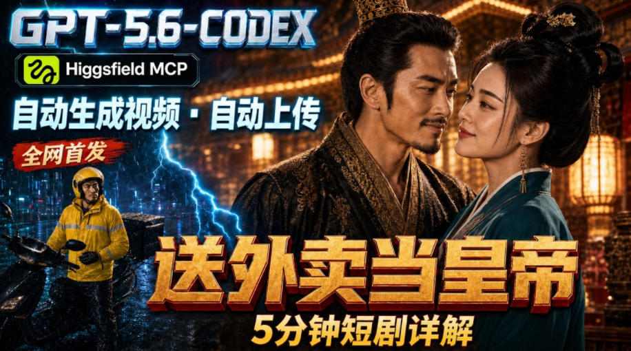 （19540期）GPT-5.6 Codex+Higgsfield MCP：一条指令生成5分钟短剧并自动上传YouTube（油管）-低成本创业项目大全｜短视频带货+AI副业变现｜知行创业网