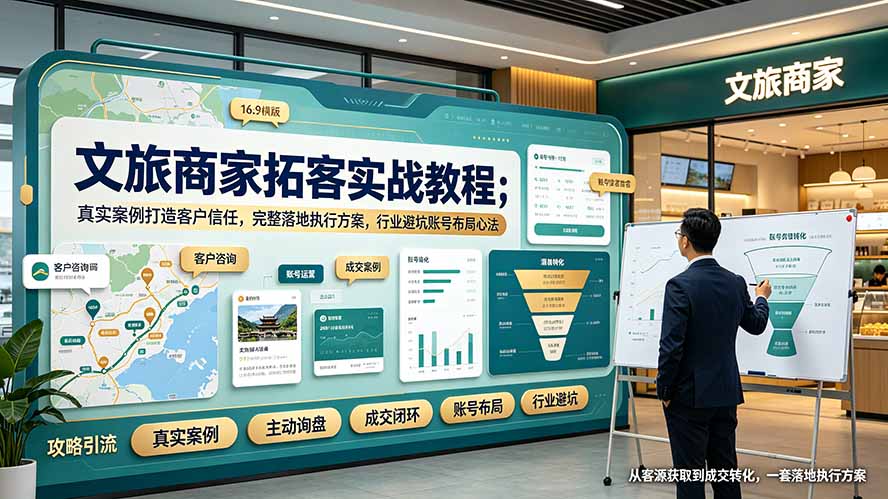 （19273期）文旅商家拓客实战教程；真实案例打造客户信任，完整落地执行方案，行业避坑账号布局心法-低成本创业项目大全｜短视频带货+AI副业变现｜知行创业网