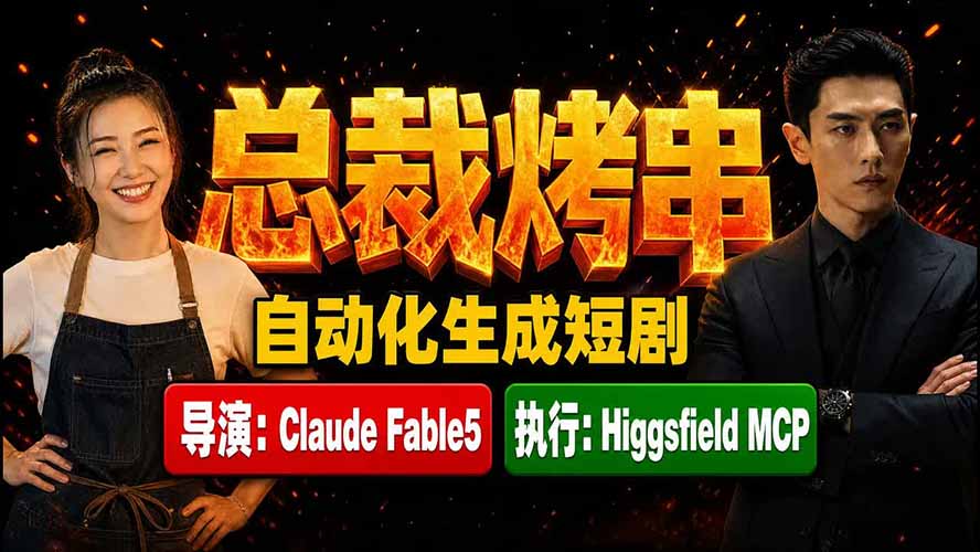 （19541期）《总裁烤串》真人短剧全自动诞生！Claude Fable5 当导演，Higgsfield MCP 执行！-低成本创业项目大全｜短视频带货+AI副业变现｜知行创业网