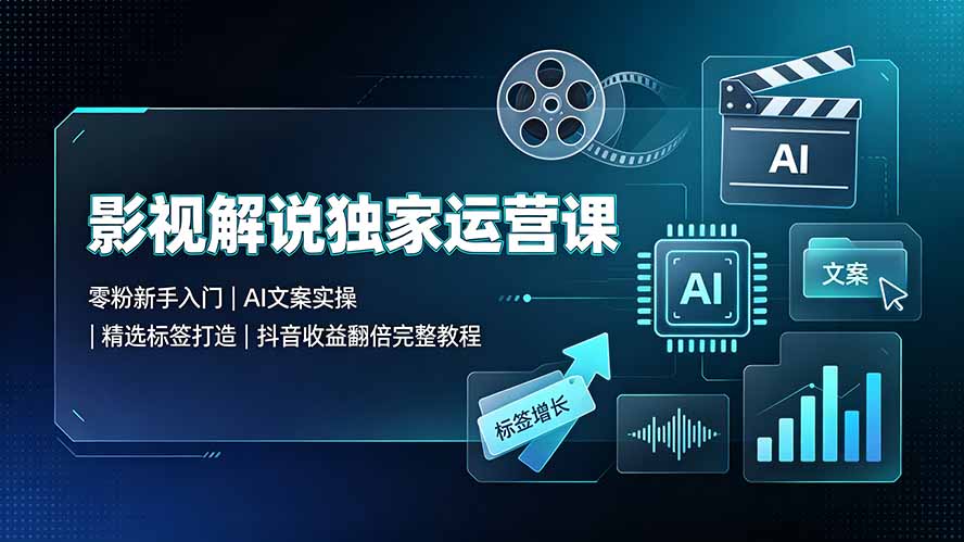 （19310期）影视解说独家运营课▪零粉新手入门｜AI文案实操｜精选标签打造｜抖音收益翻倍完整教程-低成本创业项目大全｜短视频带货+AI副业变现｜知行创业网