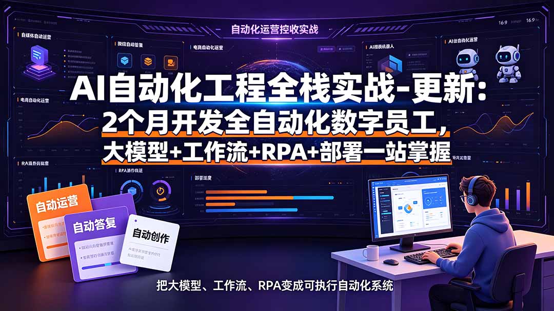 （19279期）AI自动化工程全栈实战-更新：2个月开发全自动化数字员工，大模型+工作流+RPA+部署一站式掌握-低成本创业项目大全｜短视频带货+AI副业变现｜知行创业网