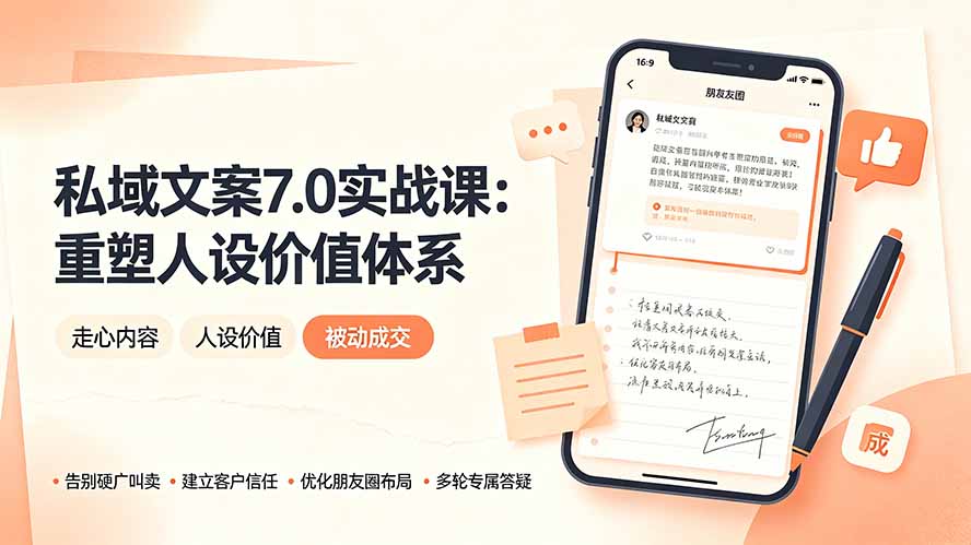 （19313期） 私域文案实战课7.0：重塑人设价值体系｜-告别硬广推销×走心内容×自我价值塑造，实现被动成交-低成本创业项目大全｜短视频带货+AI副业变现｜知行创业网