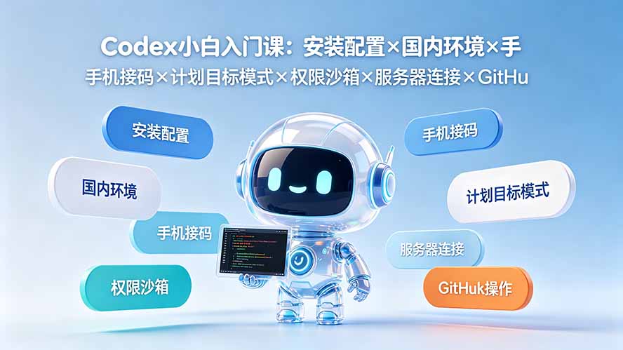 （19402期）Codex小白入门课：安装配置×国内环境×手机接码×计划目标模式×权限沙箱×服务器连接×GitHub操作-低成本创业项目大全｜短视频带货+AI副业变现｜知行创业网
