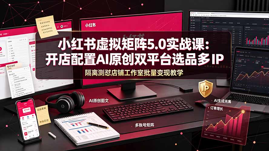 （19521期）小红书虚拟矩阵5.0实战课：开店配置｜AI原创｜双平台选品｜多IP隔离｜测怼店铺工作室批量变现实操教学-低成本创业项目大全｜短视频带货+AI副业变现｜知行创业网