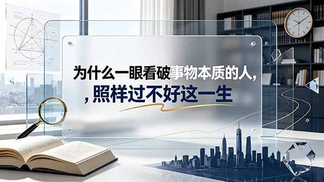 （19165期）付费文章：为什么一眼看破事物本质的人，照样过不好这一生-低成本创业项目大全｜短视频带货+AI副业变现｜知行创业网