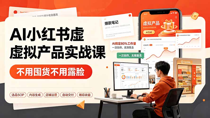 （19314期）AI小红书虚拟产品实战课-更新：不用囤货不用露脸，AI搞定80%工作量，一次创作无限售卖睡后收益-低成本创业项目大全｜短视频带货+AI副业变现｜知行创业网