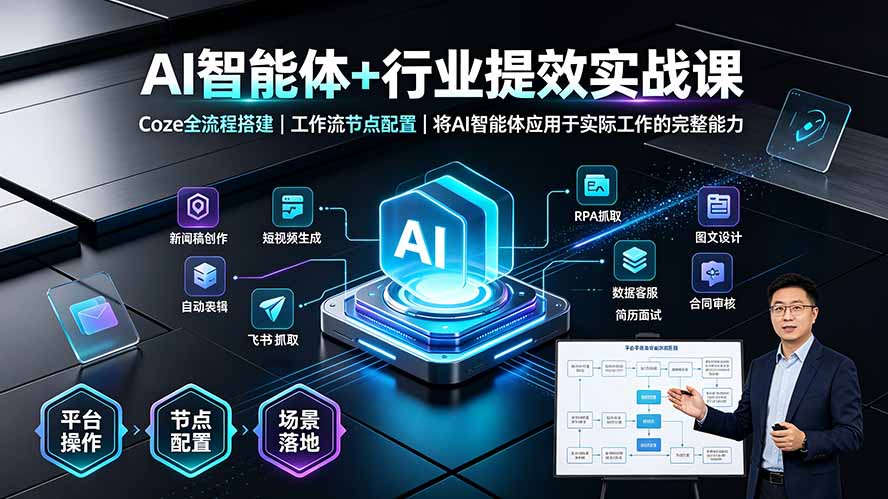 （19281期）AI智能体+行业提效实战课·Coze全流程搭建｜工作流节点配置｜将AI智能体应用于实际工作的完整能力-低成本创业项目大全｜短视频带货+AI副业变现｜知行创业网