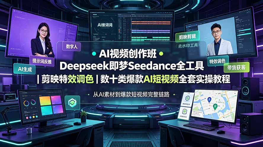(19454期)AI视频创作班◆Deepseek即梦Seedance全工具|剪映特效调色|数十类爆款AI短视频全套实操教程-低成本创业项目大全|短视频带货+AI副业变现|知行创业网