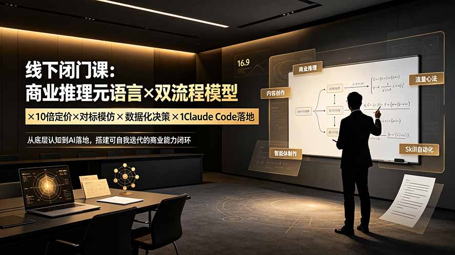 （19381期）线下闭门课：商业推理元语言×双流程模型×10倍定价×对标模仿×数据化决策×Claude Code落地，击穿认知盲区-低成本创业项目大全｜短视频带货+AI副业变现｜知行创业网