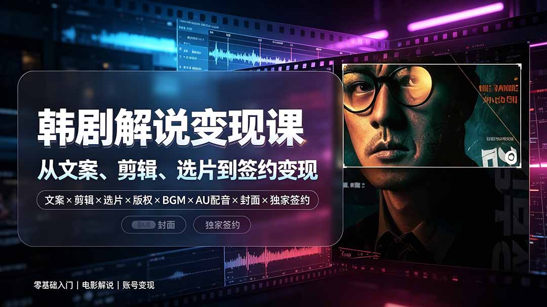 (19438期)抖音270W粉丝博主亲授韩剧解说课:文案×剪辑×选片×版权×BGM×AU配音×封面×独家签约,零基础到变现-低成本创业项目大全|短视频带货+AI副业变现|知行创业网