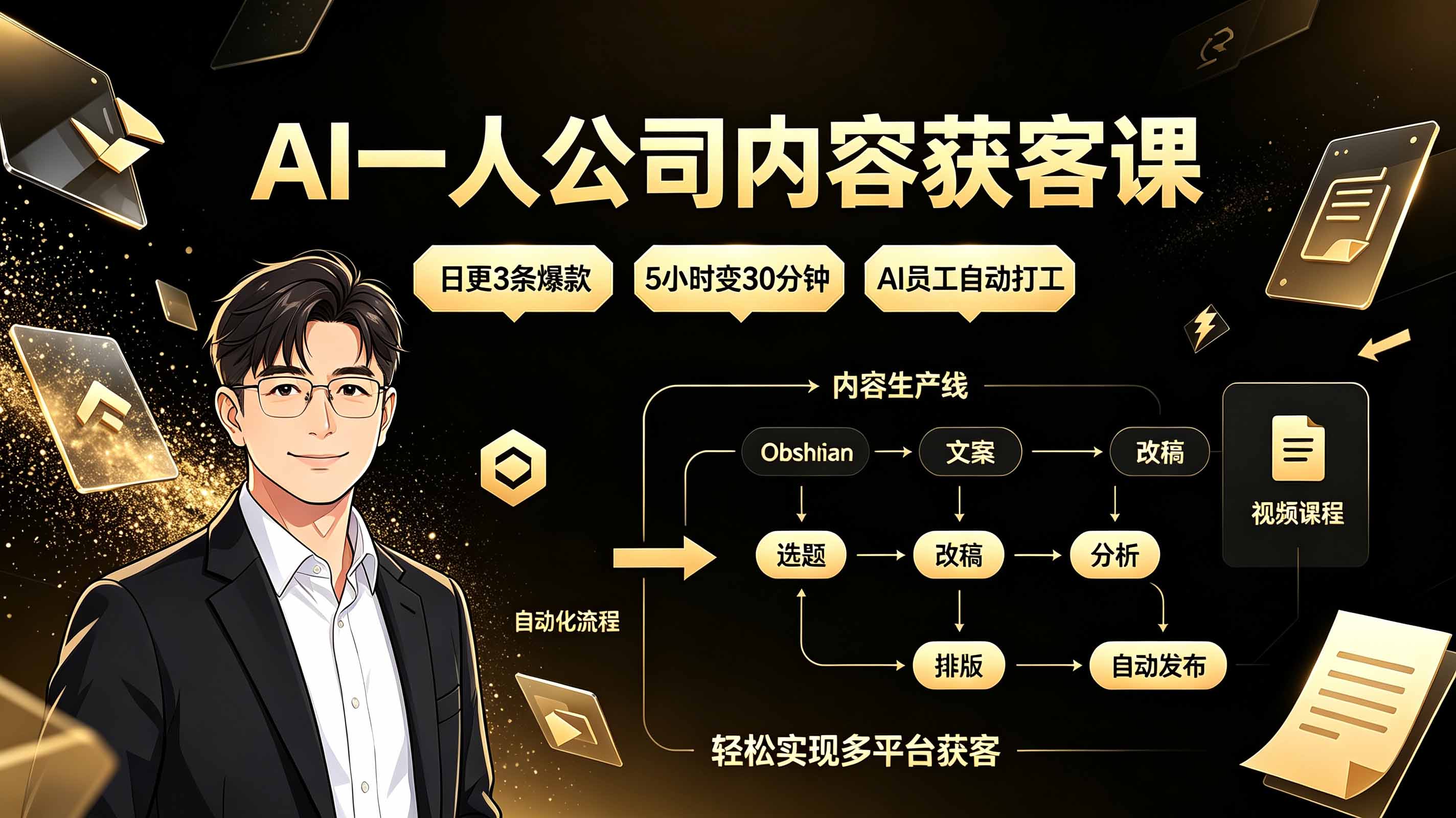 （19387期）AI一人公司内容获客课：日更3条爆款×5小时变30分钟×AI员工自动打工，轻松实现多平台获客-低成本创业项目大全｜短视频带货+AI副业变现｜知行创业网