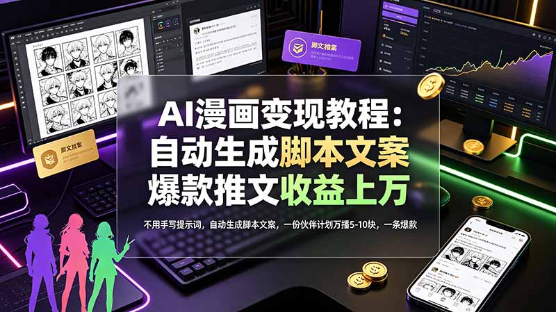（19170期）AI漫画变现教程：不用手写提示词，自动生成脚本文案，一份伙伴计划万播5-10块，一条爆款推文收益上万-低成本创业项目大全｜短视频带货+AI副业变现｜知行创业网