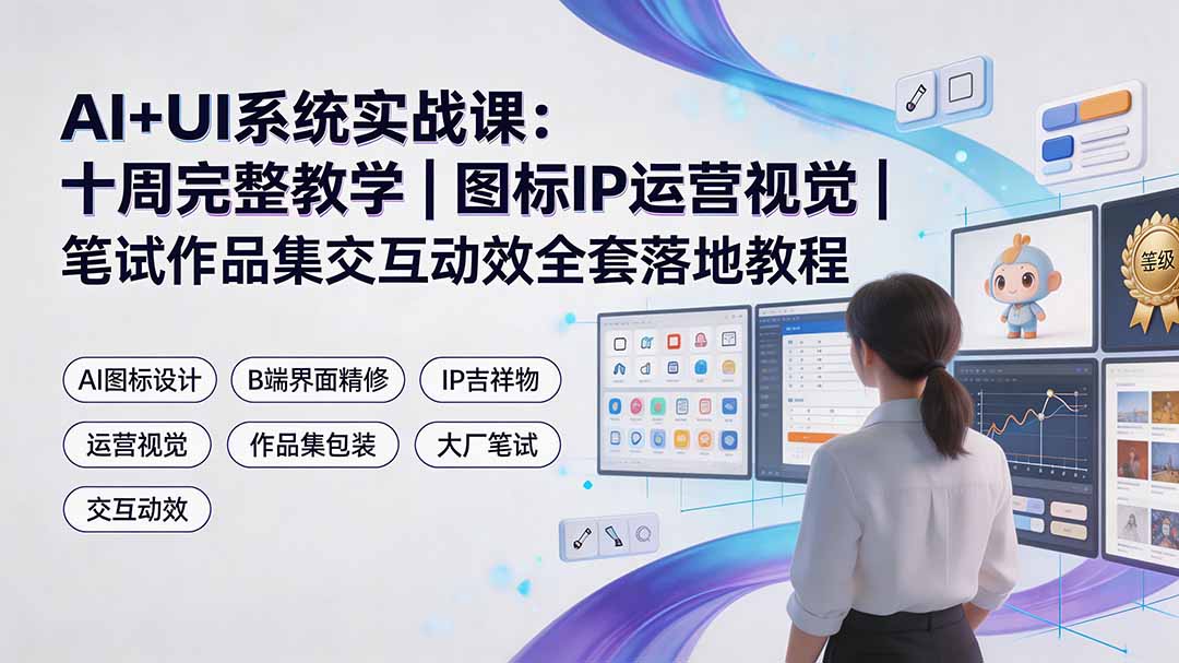 （19378期）AI+UI系统实战课：十周完整教学｜图标IP运营视觉｜笔试作品集交互动效全套落地教程-低成本创业项目大全｜短视频带货+AI副业变现｜知行创业网