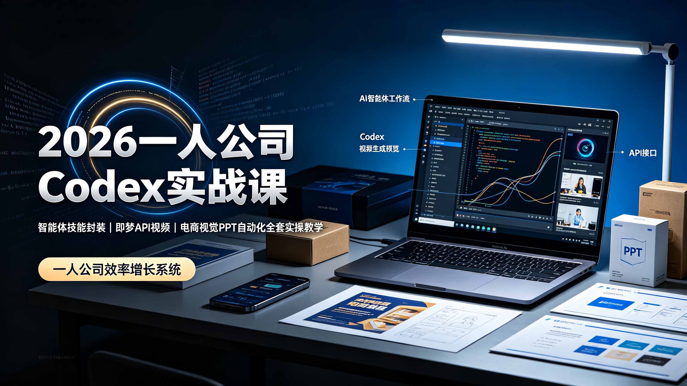 （19503期）2026一人公司Codex实战课◆智能体技能封装｜即梦API视频｜电商视觉PPT自动化全套实操教学-低成本创业项目大全｜短视频带货+AI副业变现｜知行创业网