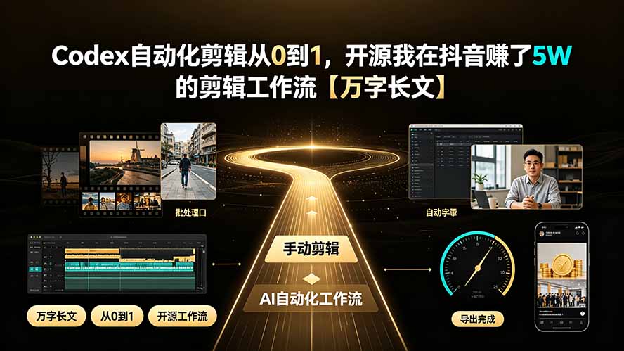 （19504期）Codex自动化剪辑从0到1，开源我在抖音赚了5W 的剪辑工作流【万字长文】-低成本创业项目大全｜短视频带货+AI副业变现｜知行创业网