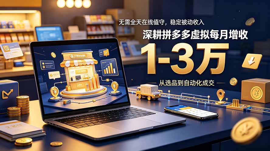 (19326期)无需全天在线值守,稳定被动收入,深耕拼多多虚拟每月增收 1-3 万-低成本创业项目大全|短视频带货+AI副业变现|知行创业网